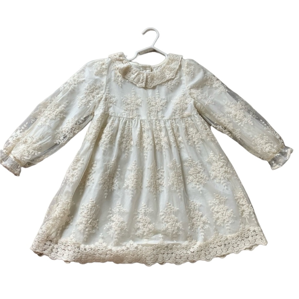 Zara 4T Girls Embroidered Ivory Tulle Dress